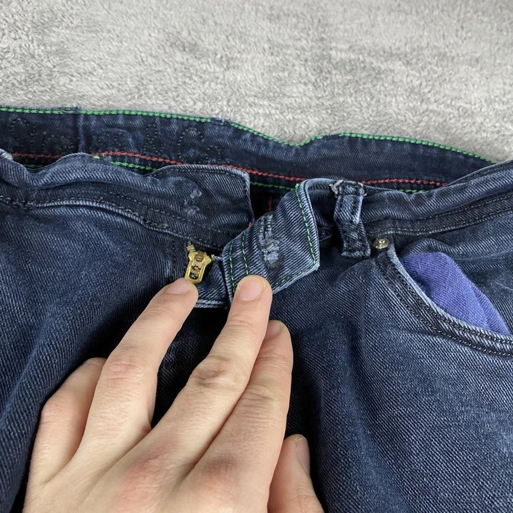 Levis Straight Leg Jeans Womens‎ W36x26 Navy Blu Dark Wash Mid Rise Cuffed